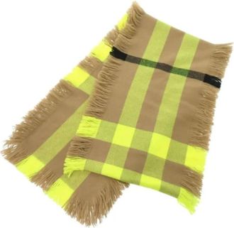 Burberry Pre-owned Scarves, female, Yellow, Size: ONE SIZE Pre-owned Wool scarves