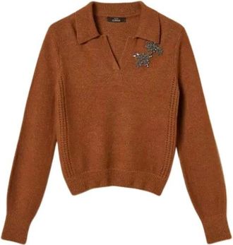 Twinset Twinset Maglia A Polo CON Ricamo Art. 262At3121 - - Knitwear - Donna - Marrone - XS