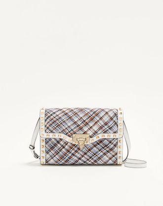 Valentino Garavani Valentino Garavani Rockstud Small Shoulder Bag In Woven Fabric Wo