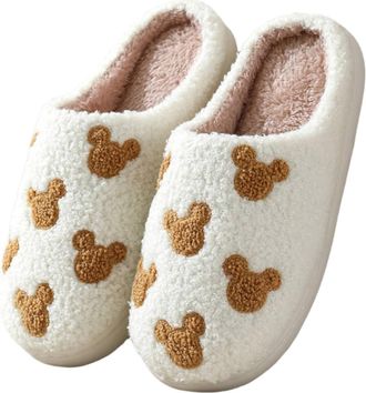 Generic 2025 Halloween Cotton Slippers Fall/Winter Heart-Shaped Indoor Shoes Home Cartoon Plush Warm Slippers (Millet bear,3.5)