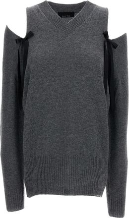 Simone Rocha Cashmere Knit Jumper With Bow-Embellished Cut-Out Shoulders