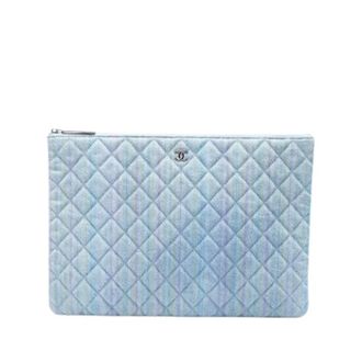 Chanel Pre-owned Denim Clutch - Dames - Pre-owned - Blauw - Maat: ONE Size Denim