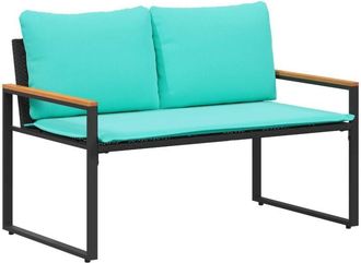 vidaXL Bench with Cushion Black and Turquoise 115 x 65 x 72 cm Rattan vidaXL
