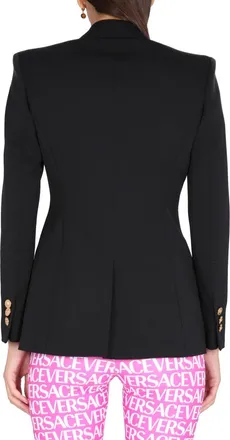 Versace Single-Breasted Virgin Wool Blazer - Black
