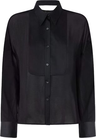 Pinko Black Marquilla Long Sleeve Classic Collar Bib Polyester Shirt