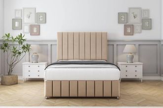 Comfort Beds Sara Plush Divan Set 2 Drawers-54 Headboard-Footboard in Stone | Size: Double