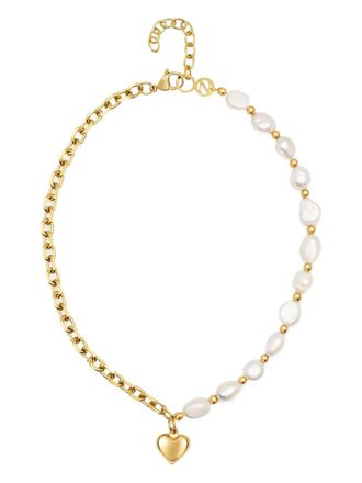 Nialaya Baroque Love heart-pendant necklaces - women - Brass/Pearl - One Size - Gold