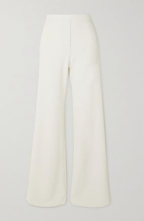 Clio Peppiatt Pantaloni A Gamba Larga In Crêpe Stretch - Avorio