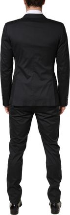 Dolce & Gabbana Mens Black Cotton Single Breasted 2 Piece Suit Elastane Nylon Silk