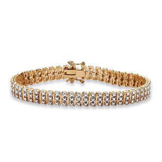 Palm Beach Jewelry Diamond Accent S-Link Tennis Bracelet Yellow Gold-Plated 8