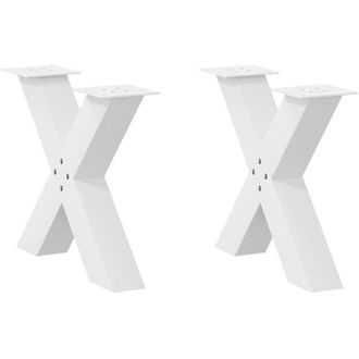 vidaXL Vidaxl - Patas Para Mesa De Centro En Forma De X (2 Unidades), Color Blanco, 50 X (42-43) Cm, Acero