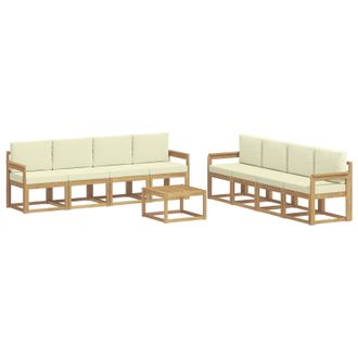 vidaXL Conjunto De Sof&aacute;s De Exterior Con Coj&iacute;n 9 Pcs Blanco Y Crema Vidaxl