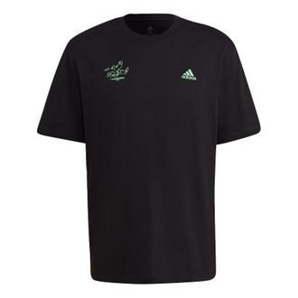 adidas Mens adidas Sig Gfx 1 Casual Sports Breathable Printing Short Sleeve Black T-Shirt GV1348
