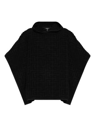 Balmain hooded logo-embroidered poncho - unisex - Cotton - L - Black