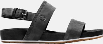Timberland Womens Malibu Waves 2Band Sandal CA2AT9 Black Nubuck Nubuck Leather - Size UK 7