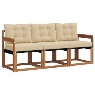 vidaXL Conjunto De Sof&aacute;s De Exterior Con Coj&iacute;n 3 Pcs Natural Y Beige Vidaxl