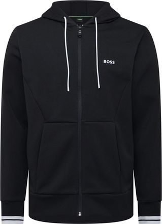 HUGO BOSS Mens Zone Stripe Detail Zip Up Hoodie in Black Cotton - Size X-Large