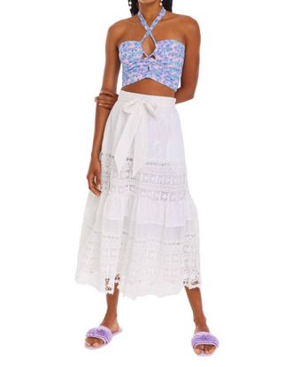 Allison New York Billie Cropped Top In Purple Floral
