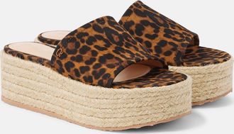 Gianvito Rossi Leopard-print suede espadrille slides