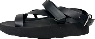 Herm&egrave;s Black Leather and Rubber Galaxy Sandals Size 41