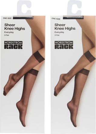 Nordstrom Rack Everyday Sheer 2-Pack Knee High Socks in Caviar at Nordstrom Rack
