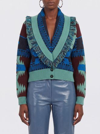 Alanui Cardigan in lana vergine e cashmere con motivo etnico e frange