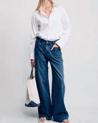 Denimist High Rise Relaxed Deck Pant In Shane Indigo