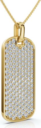 Pompeii3 Mens 1ct Diamond Dog Tag Pendant 14k Gold Necklace Lab Grown 18 Chain