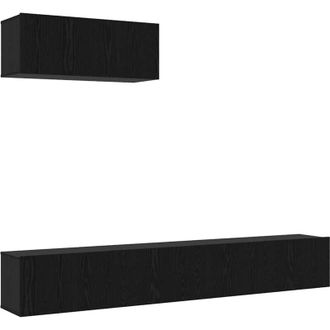 vidaXL 3 Piece tv Cabinet Set Wall-mounted Black Oak Engineered Wood Vidaxl