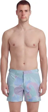 Lords of Harlech Grain Paisley Mens Tailored Swim Short in Grain Paisley Teal at Nordstrom, Size 32