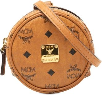 MCM Visetos PVC Leather Round Shoulder Bag