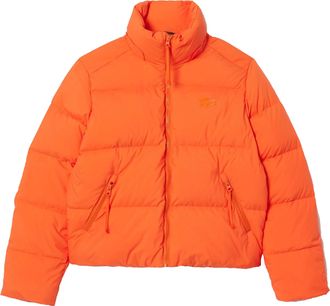 Lacoste Dames/Heren Gevoerde Relaxed Fit Parka met Kap (Oranje)