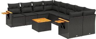 vidaXL Set De Sof&aacute;s De Jard&iacute;n 8 Piezas Y Cojines Rat&aacute;n Sint&eacute;tico Negro Vidaxl