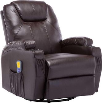vidaXL Sillón de masaje mecedora de cuero sintético marrón vidaXL