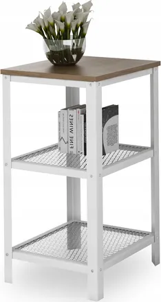 OEM Estanter&iacute;a Industrial De 3 Niveles Para Sala De Estar, Atornillada, 40x40x80 Cm, Blanca Y Roble, Modelo Lancelot