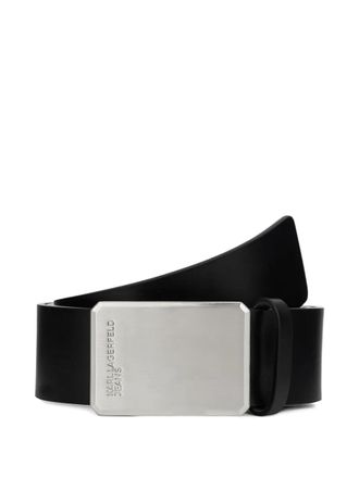 Karl Lagerfeld logo-engraved leather belt - men - Leather - 85 - Black