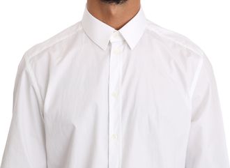Dolce & Gabbana White Cotton GOLD Dress Mens Shirt