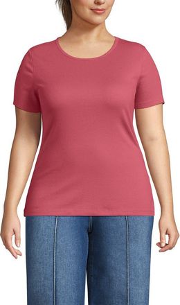 Lands End Plus Size Micro Rib T-Shirt in Soft Mojave Rose at Nordstrom, Size 2X