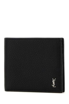 Saint Laurent Mens Black Leather Wallet Nero Portafogli