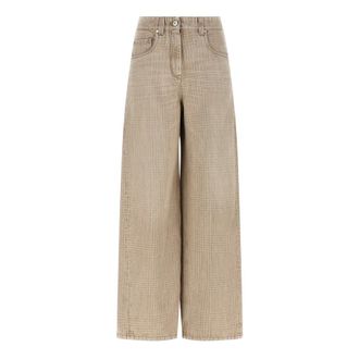 Brunello Cucinelli The Wide Barrel Jeans - female - Brunello Cucinelli - Wide Jeans - Beige - M - Jeans