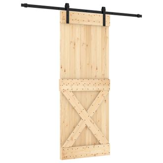 vidaXL Puerta Corredera Natural Y Negro 80 X 210 Cm Vidaxl
