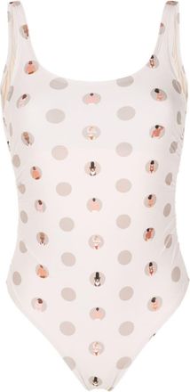 Amir Slama graphic-print swimsuit - women - Polyamide/Elastane - GG - Neutrals