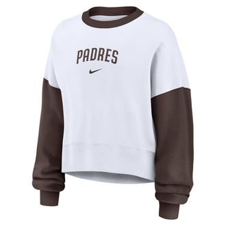 Nike San Diego Padres Primary Nike Womens MLB Pullover Crew in White | 01D7993ZPYP-9HV
