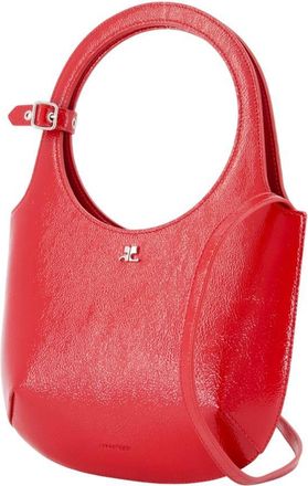 Courr&egrave;ges Womens Holy Shoulder Bag Red Leather