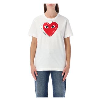 Comme Des Gar&ccedil;ons T-Shirts, female, White, Size: XL T-Shirt Studs Heart