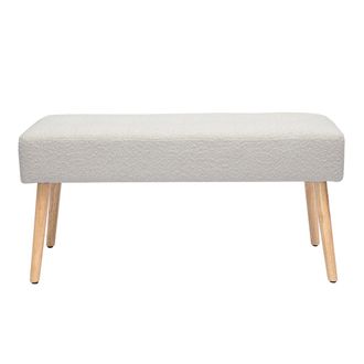 Miliboo Miliboo - Banco N&oacute;rdico Capiton&eacute; De Borreguillo Blanco Y Madera Clara 96 Cm Guesta
