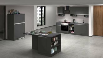 Dmora Dmora - Cocina Completa Armand, Conjunto De Cocina Modular, Cocina Modular Con M&uacute;ltiples Elementos, 100% Made In Italy, Antracita Y Pizarra, Con Embal