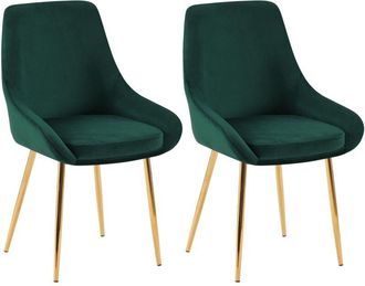 Clp Juego de 2 sillas de comedor Elmira Verde Metal oro