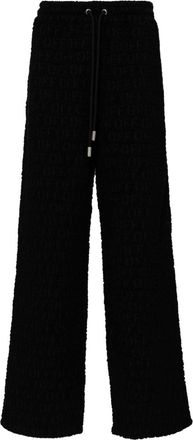 Off-white logo print wide leg trousers - men - Virgin Wool/Acrylic/Polyamide/Polyester - 46 - Black