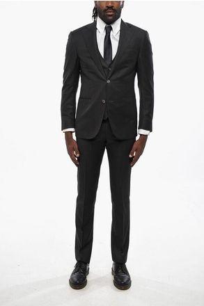 Corneliani Abito Tre Pezzi con Gilet CERIM.ACADEMY a Righe Hairline in taglia 44